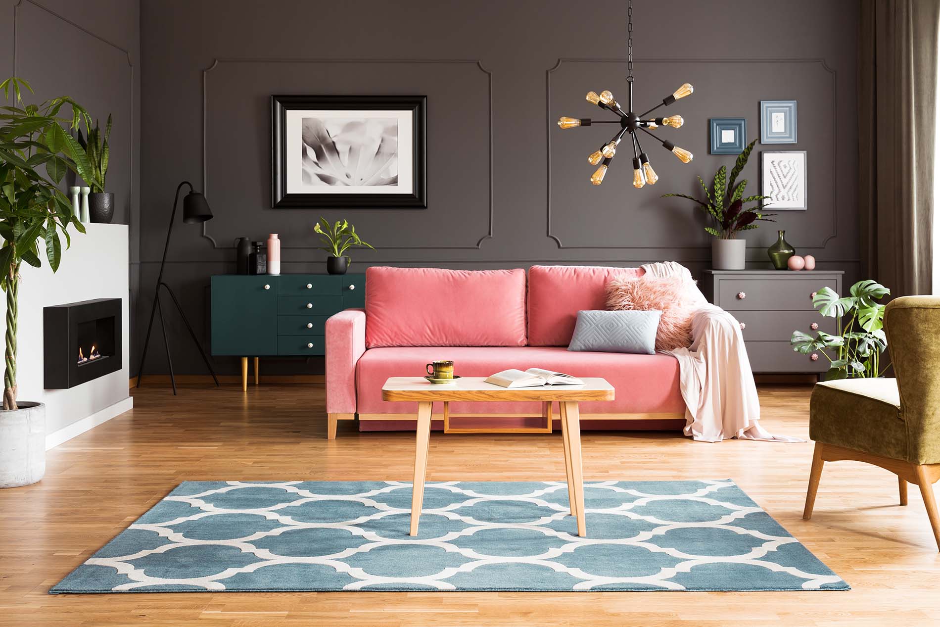 Interior Of Living Room With Cozy Sofa